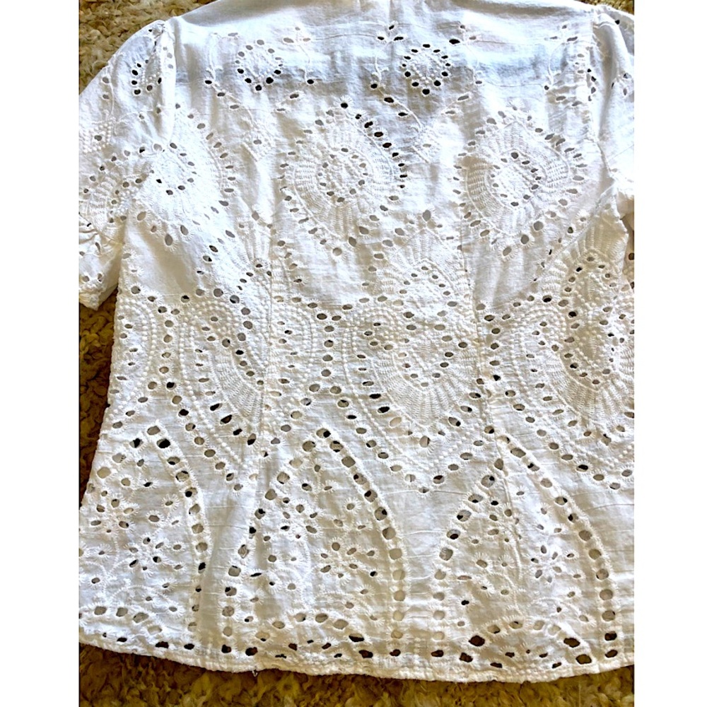 Eyelet Button Down Blouse - Picture 5 of 12